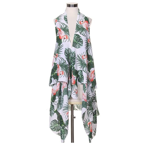 Code22 Flamingo with Leaves Pattern Printing Vest - Picture 1 of 4
